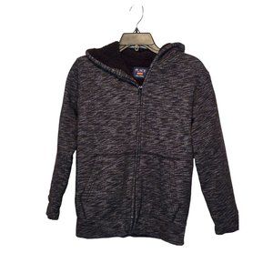 Children's Place Lined Zip-Up Hoodie - Space Dyed - XL Black & Grey